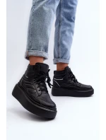 model 21647202 Dámské Kožené Sportovní Boty na Platformě Černé - Zazoo