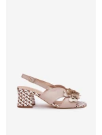 Kožené Dámské Sandály Na Podpatku S Béžové model 21702884 - Laura Messi