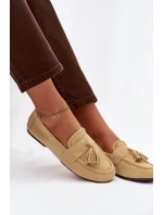 Dámské mokasíny ploché s třásněmi Žluté model 21919055 - Boto