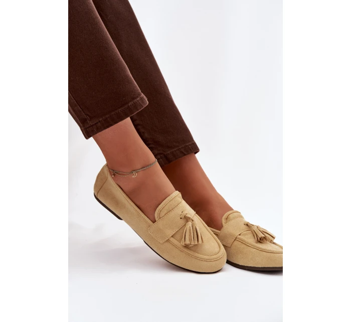 Dámské mokasíny ploché s třásněmi Žluté model 21919055 - Boto