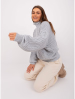 Šedý dámský oversize svetr s rolákem