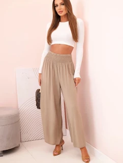Dámské viskózové kalhoty s elastickým pasem velbloud