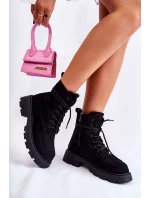 Dámské semišové kozačky zavazované Černá model 21593395 - Boto Dámské semišové kozačky zavazované Černá model 21593395 - Boto