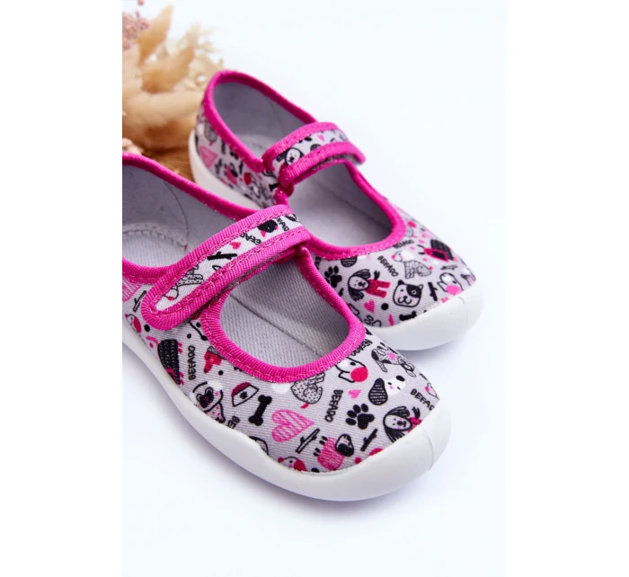 Dětské baleríny Befado 114X521 šedá-růžová