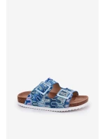 Dámské Pantofle S Přezkami A Leskem S.Barski RB51-006 Modré