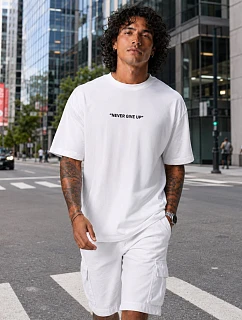Koszulka męska oversize z  UP biała model 22214384 - FashionStreet