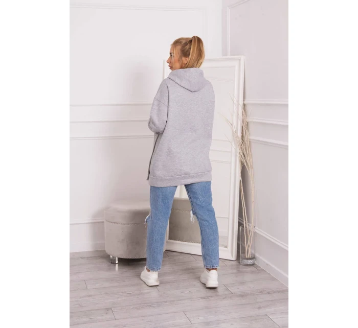 Zateplená mikina se zapínáním na druky šedá