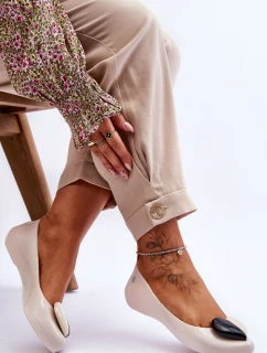 Dámské baleríny se srdcem model 21616916 světle béžová - Zaxy