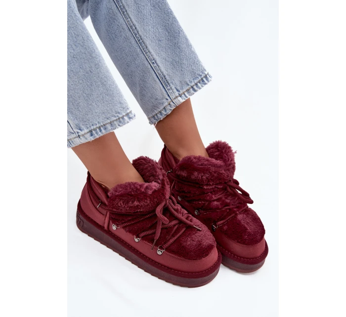 Nízké sněhule na platformě s kožíškem D.Franklin DFSH370011 bordové