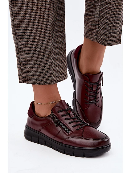 Dámské kožené polobotky model 22359860 bordó - VINCEZA Dámské kožené polobotky model 22359860 bordó - VINCEZA