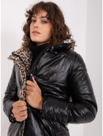Černá dlouhá zimní bunda bez kapuce