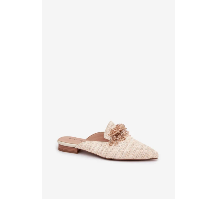 Dámské pantofle s ozdobou – béžové Katrine Dámské pantofle s ozdobou – béžové Katrine