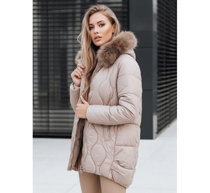 Dámská zimní bunda s kožešinou béžová FashionStreet TY5494