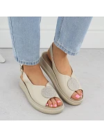 Dámské sandály na platformě se zirkony béžové Filippo DS6984