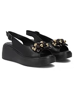 Dámské kožené sandály na platformě černé Filippo DS7577