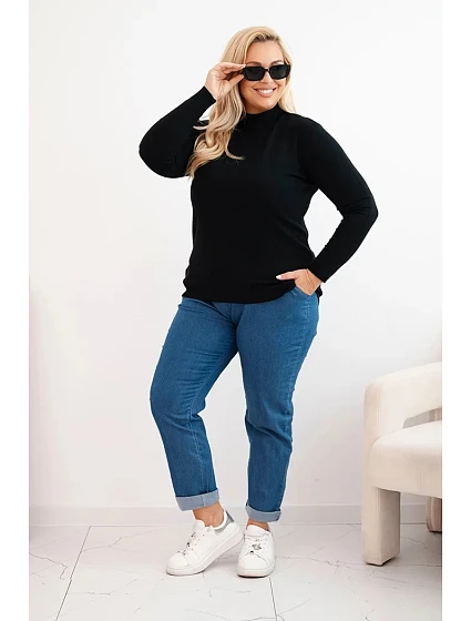 Dámský svetr Plus Size z viskózy s rolákem černý