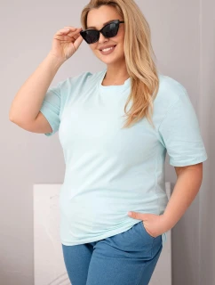 Dámská bavlněná halenka Plus Size s krátkým rukávem basic mátová