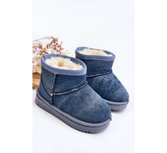 Dětské sněhule s brokátem Modré Sulinne Dětské sněhule s brokátem Modré Sulinne