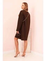 Dámské šaty volného střihu s na řetízku Tmavě fialová model 21470044 - Kesi