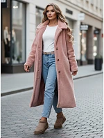 Dámský zimní kabát chlupáč dlouhý NY0751z růžový - FashionStreet Dámský zimní kabát chlupáč dlouhý NY0751z růžový - FashionStreet