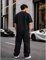 Pánské bavlněné tričko oversize černé FashionStreet RX5682