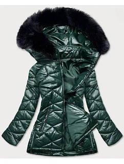Dámská přechodná bunda plus size zelená (mm21-76)