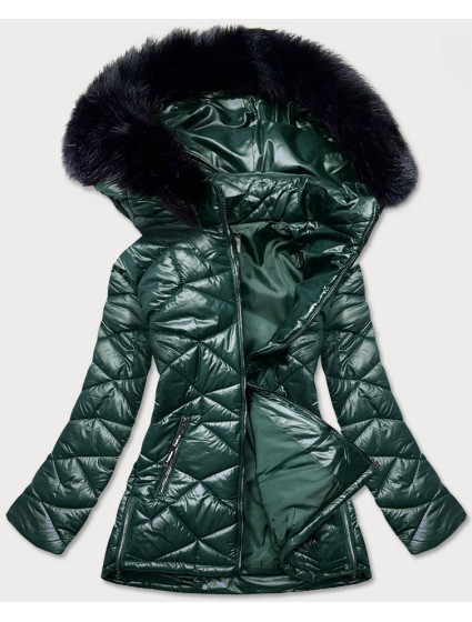 Zelená dámská plus size bunda pro přechodné období (MM21-76)