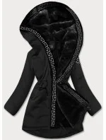 Černá dámská bunda s kožešinovou podšívkou (B8116-1)