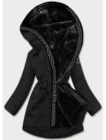 Černá dámská bunda s kožešinovou podšívkou (B8116-1)