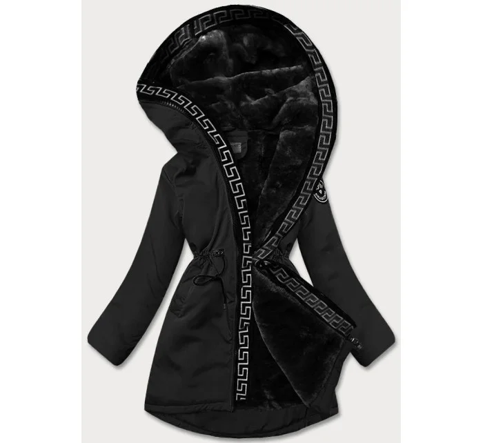 Černá dámská bunda s kožešinovou podšívkou (B8116-1)