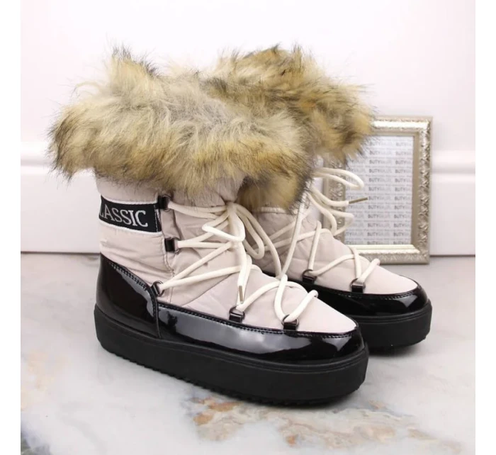 Šněrovací sněhule na platformě s kožešinou Vinceza W JAN262 beige Šněrovací sněhule na platformě s kožešinou Vinceza W JAN262 beige