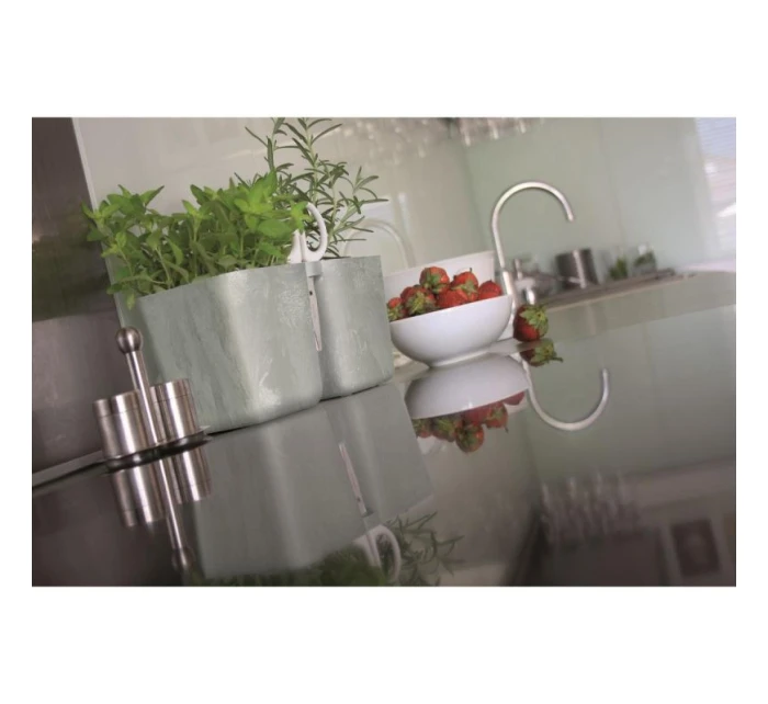 Květináč s bylinkami TWINS CUBE WITH CUTLERY WHITE