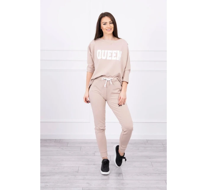 Sada s potiskem Queen béžová