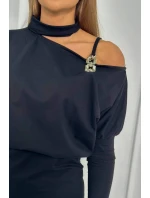 Šaty se zdobením na ramenou černé Šaty se zdobením na ramenou černé