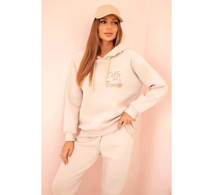 Dámský bavlněný model 21310090 komplet s potiskem béžový - K-Fashion