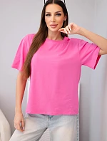 Dámská bavlněná basic halenka s krátkým rukávem růžová