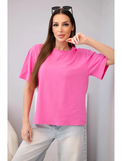 Dámská bavlněná basic halenka s krátkým rukávem růžová