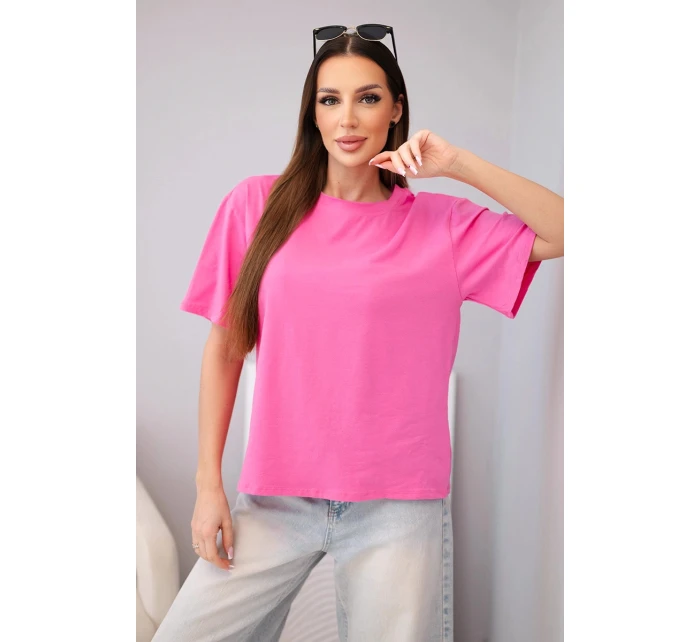 Dámská bavlněná basic halenka s krátkým rukávem růžová