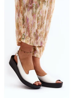 Dámské kožené sandály na tlusté podrážce Zazoo 2893 bílé