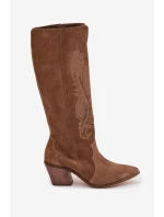 Semišové Kožené Na Podpatku  Béžové model 22031651 - Zazoo