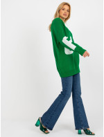 Dámský zelený oversize svetr s nápisem RUE PARIS