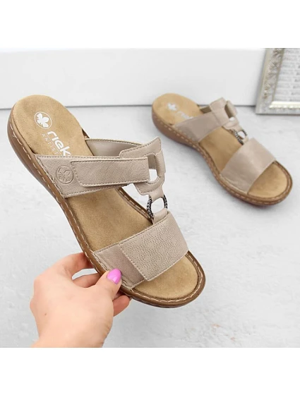Pohodlné žabky W model 22050680 beige - Rieker Pohodlné žabky W model 22050680 beige - Rieker