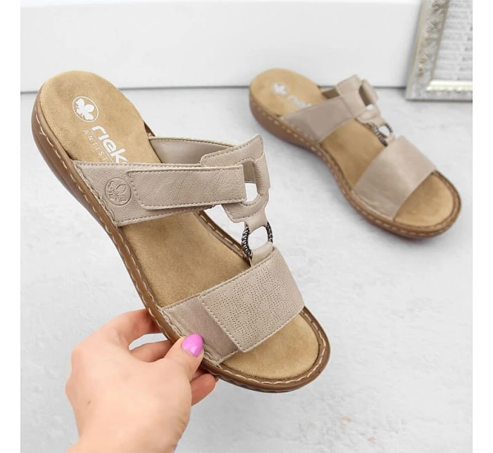 Pohodlné žabky Rieker W RKR681 beige Pohodlné žabky Rieker W RKR681 beige