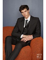 Men keprová košile s dlouhým rukávem deep black model 22499863 - NEOBLU