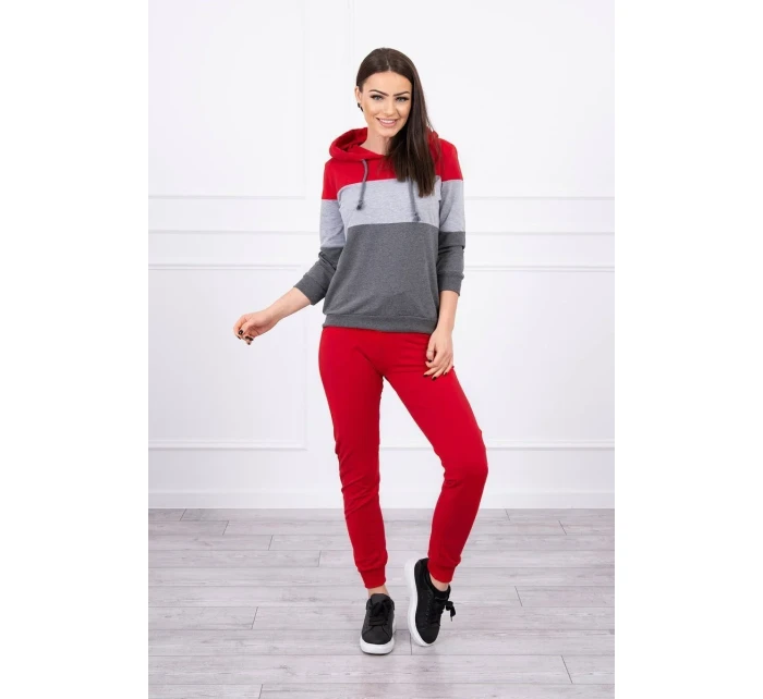 Barevná pruhovaná sada červená+šedá Barevná pruhovaná sada červená+šedá