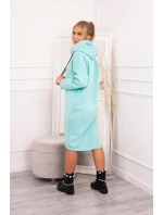Šaty s kapucí a bočním rozparkem mint