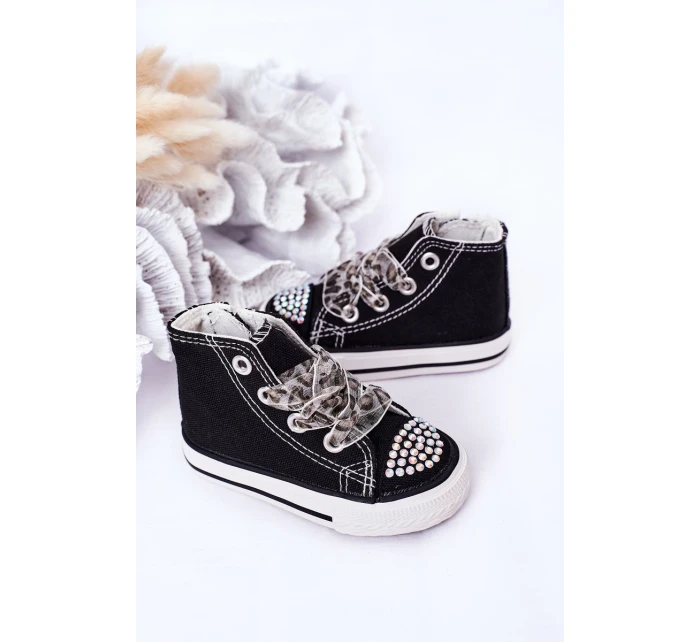 Dětské Tenisky Se Zirkony Černé Smile