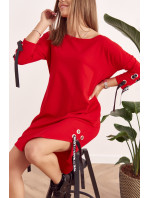 Asymetrické oversize šaty se zavazováním červené