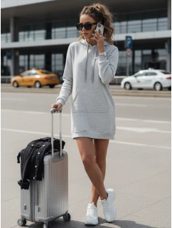 Dámská oversize dlouhá mikina světle šedá model 21964016 - Dstreet