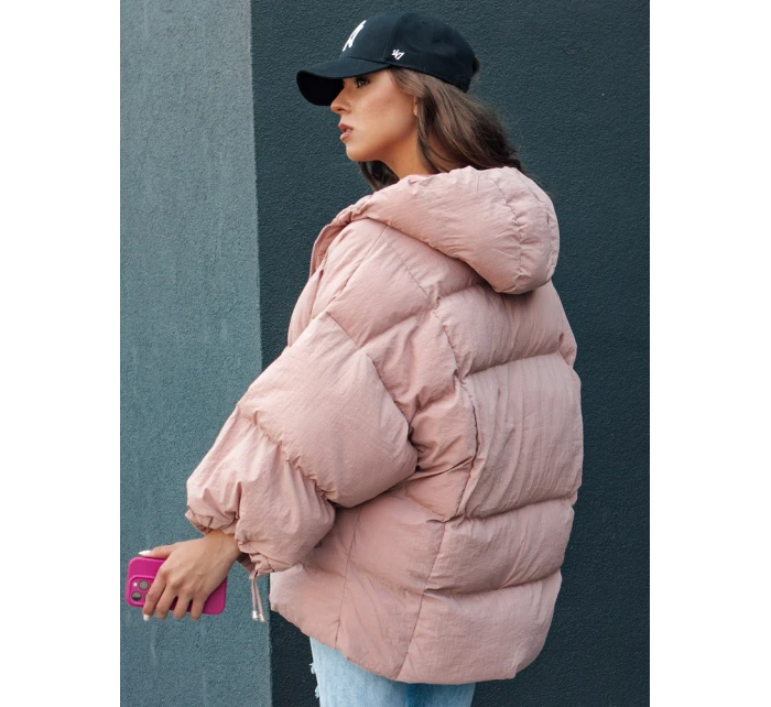 Dámská prošívaná bunda oversize s kapucí PARIMA růžová FashionStreet TY4480